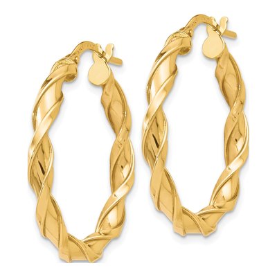 10K Yellow Gold 27mm Twisted Hoop Earrings – view 3