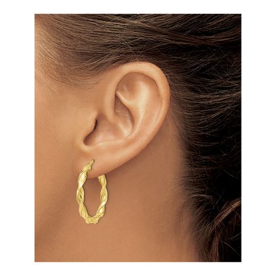 10K Yellow Gold 27mm Twisted Hoop Earrings – view 4