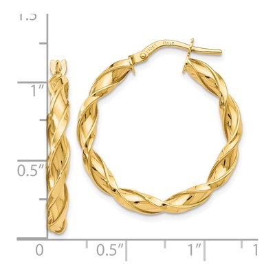10K Yellow Gold 27mm Twisted Hoop Earrings – view 5