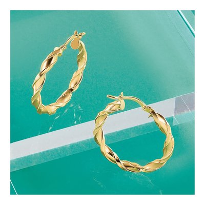 10K Yellow Gold 27mm Twisted Hoop Earrings – view 6