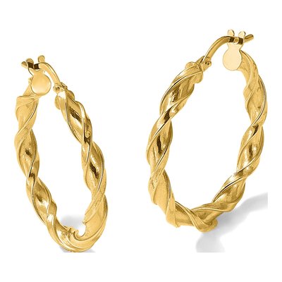 10K Yellow Gold 27mm Twisted Hoop Earrings – view 7
