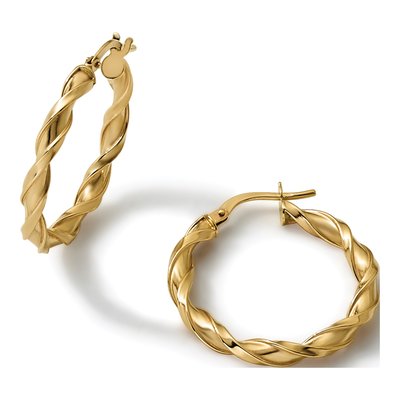 10K Yellow Gold 27mm Twisted Hoop Earrings – view 8