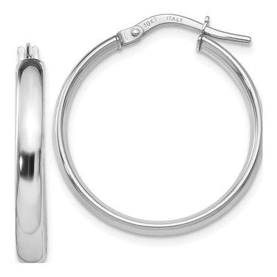 10K White Gold 20mm Hoop Earrings