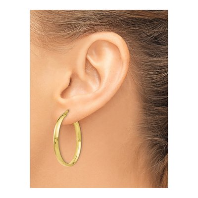 10K Yellow Gold 25mm Hoop Earrings – view 4