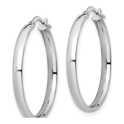 10K White Gold 25mm Hoop Earrings – view 3