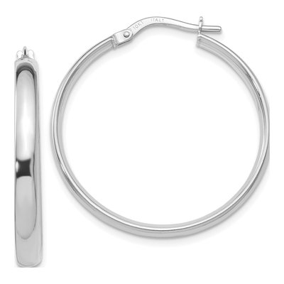 10K White Gold 25mm Hoop Earrings