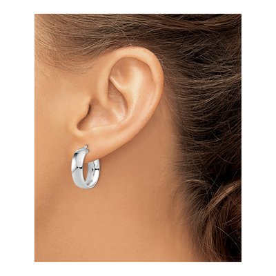 10K White Gold 14mm Hoop Earrings – view 5