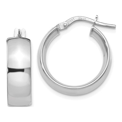 10K White Gold 14mm Hoop Earrings