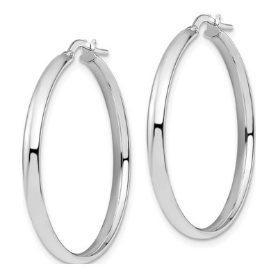 10K White Gold 30mm Hoop Earrings – view 3