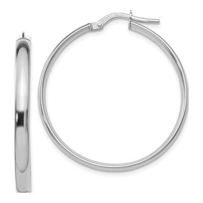 10K White Gold 30mm Hoop Earrings