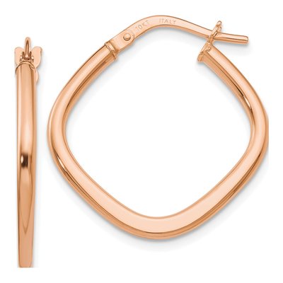 10K Rose Gold 22mm Square Hoop Earrings