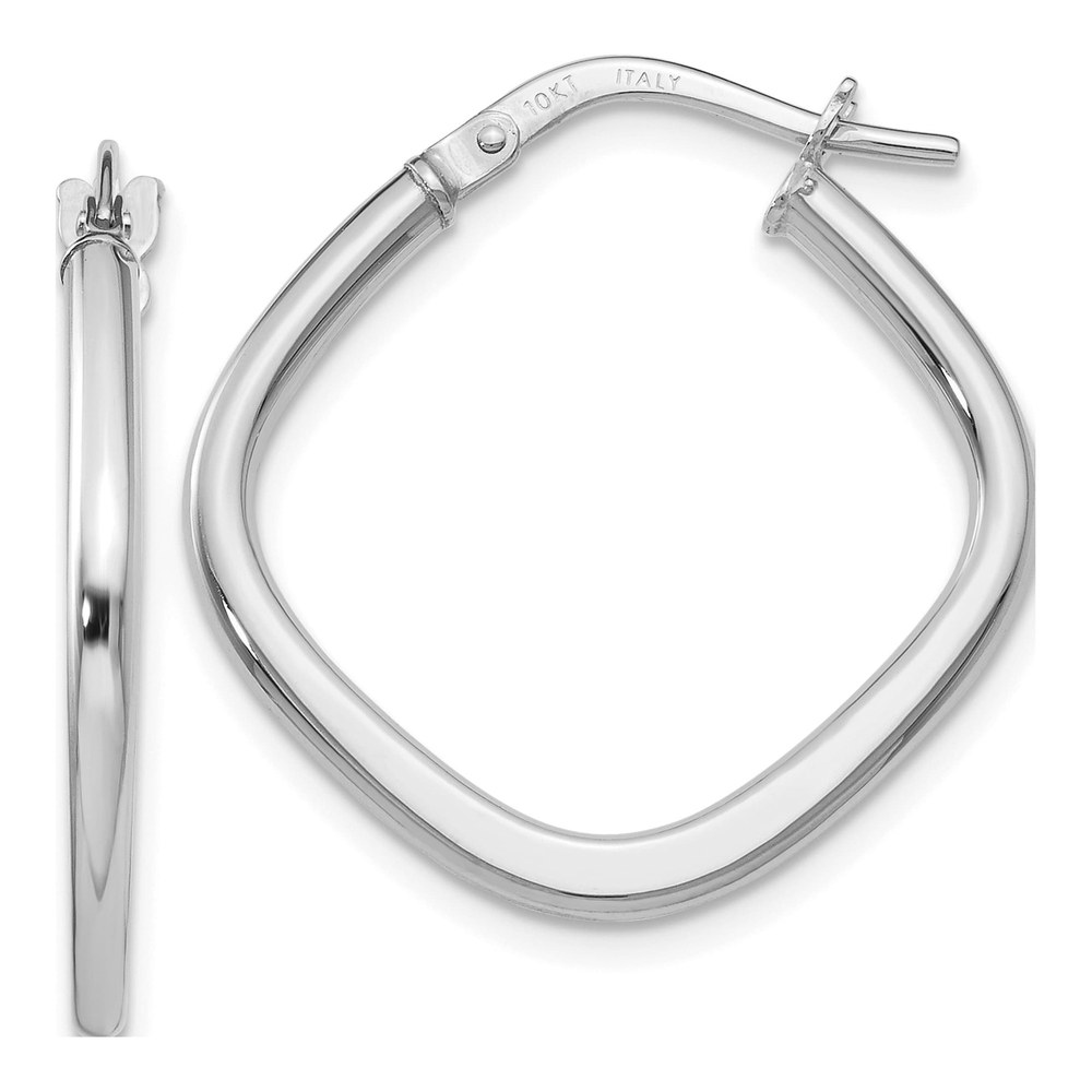 10K White Gold 22mm Square Hoop Earrings