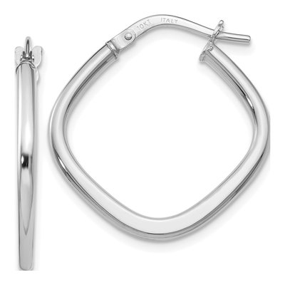 10K White Gold 22mm Square Hoop Earrings