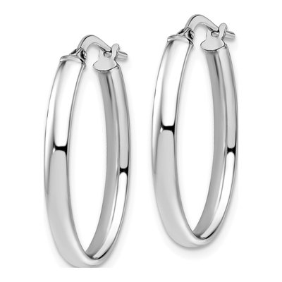 10K White Gold Oval Hoop Earrings – view 3