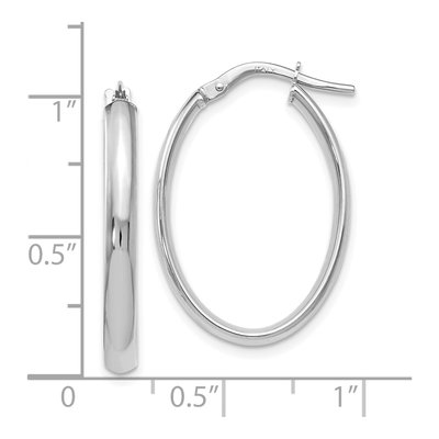 10K White Gold Oval Hoop Earrings – view 4