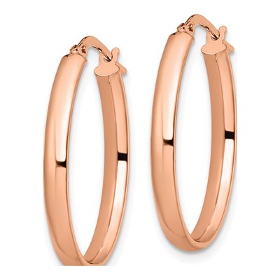 10K Rose Gold Oval Hoop Earrings – view 3