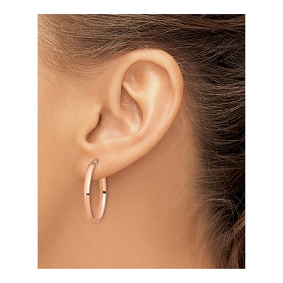 10K Rose Gold Oval Hoop Earrings – view 5