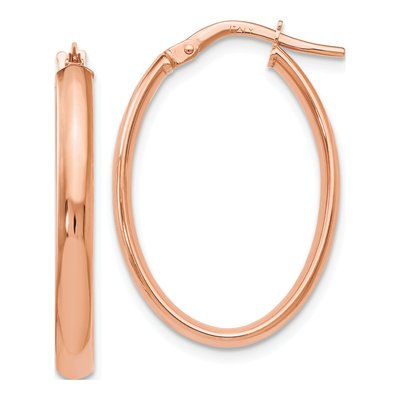 10K Rose Gold Oval Hoop Earrings