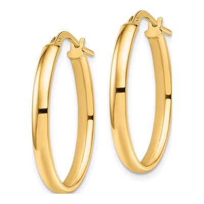 10K Yellow Gold Oval Hoop Earrings – view 3