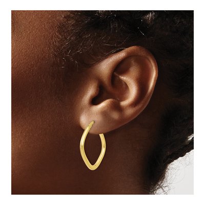 10K Yellow Gold 22mm Square Hoop Earrings – view 4