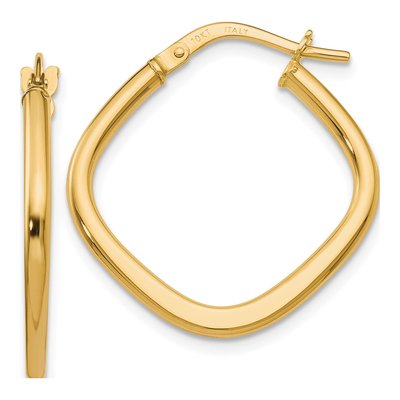 10K Yellow Gold 22mm Square Hoop Earrings