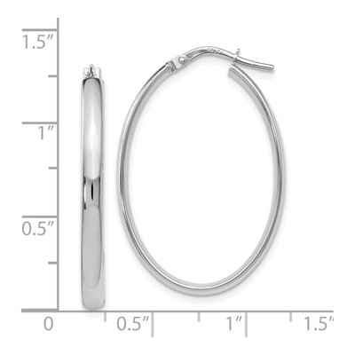 10K White Gold Oval Hoop Earrings – view 4