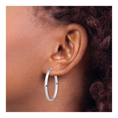 10K White Gold Oval Hoop Earrings – view 5