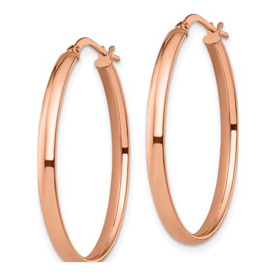 10K Rose Gold Oval Hoop Earrings – view 3