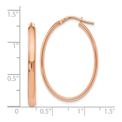10K Rose Gold Oval Hoop Earrings – view 4