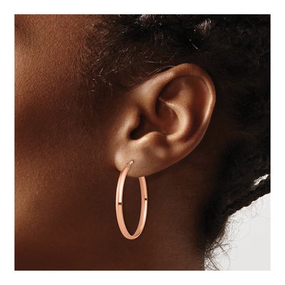 10K Rose Gold Oval Hoop Earrings – view 5