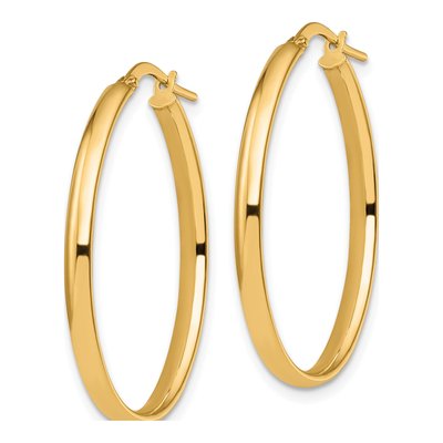 10K Yellow Gold Oval Hoop Earrings – view 3