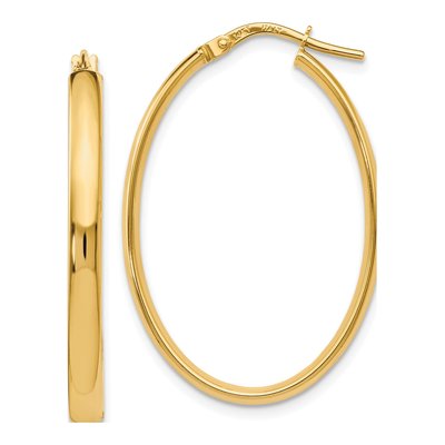 10K Yellow Gold Oval Hoop Earrings