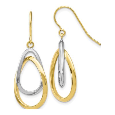 10K Two-Tone Gold Dangle Earrings