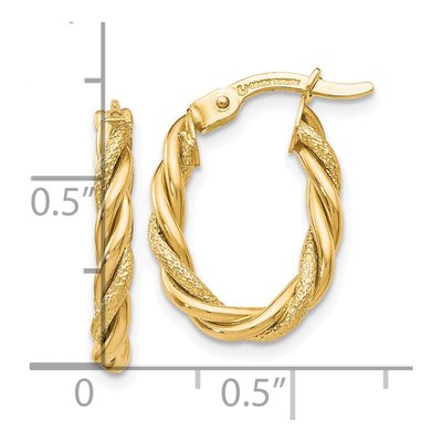 10K Yellow Gold 18mm Textured Hoop Earrings – view 5