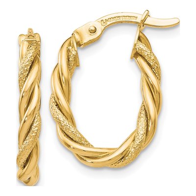 10K Yellow Gold 18mm Textured Hoop Earrings