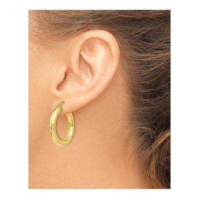 10K Yellow Gold 25mm Hoop Earrings – view 3