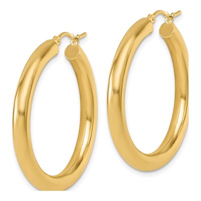 10K Yellow Gold 35mm Hoop Earrings – view 3