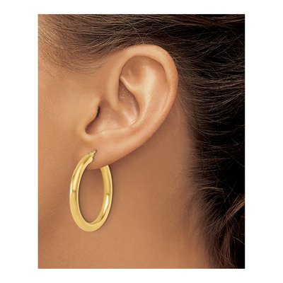 10K Yellow Gold 35mm Hoop Earrings – view 4