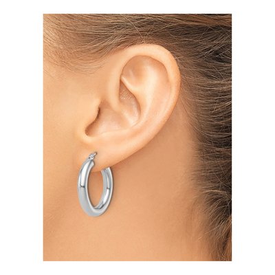 10K White Gold 25mm Hoop Earrings – view 4