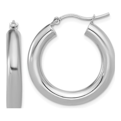 10K White Gold 25mm Hoop Earrings