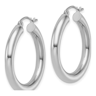 10K White Gold 30mm Hoop Earrings – view 3