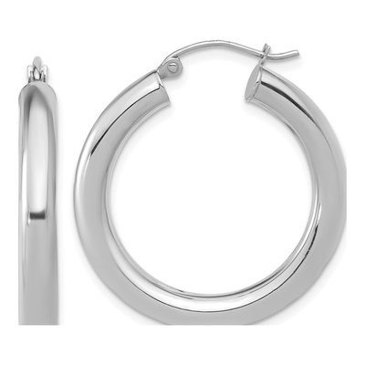 10K White Gold 30mm Hoop Earrings