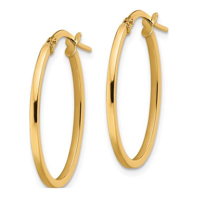 10K Yellow Gold Oval Hoop Earrings – view 3