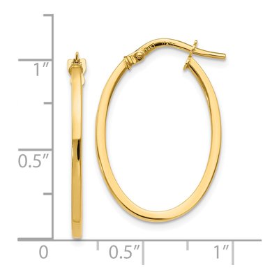 10K Yellow Gold Oval Hoop Earrings – view 4