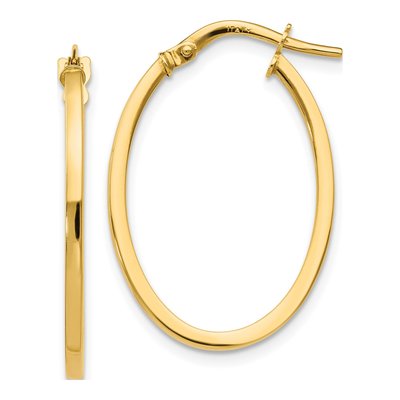 10K Yellow Gold Oval Hoop Earrings