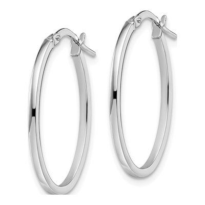 10K White Gold Oval Hoop Earrings – view 3