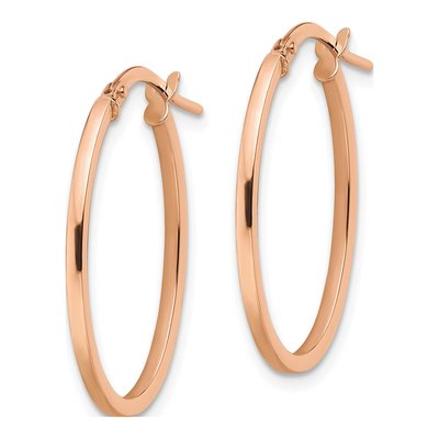 10K Rose Gold Oval Hoop Earrings – view 3