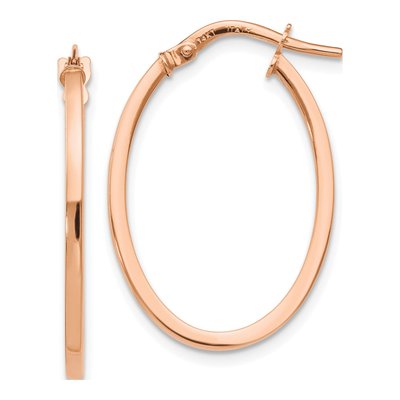 10K Rose Gold Oval Hoop Earrings