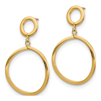 10K Yellow Gold Round Dangle Earrings – view 3