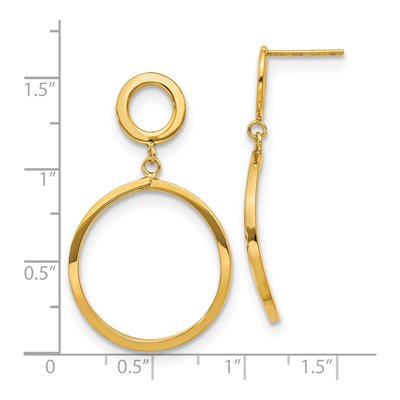 10K Yellow Gold Round Dangle Earrings – view 5